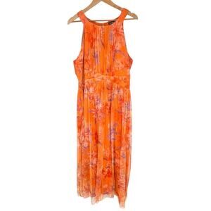 Candalite Size 2X Orange Floral Sleeveless Tulle Maxi Dress Boho Romantic Fairy